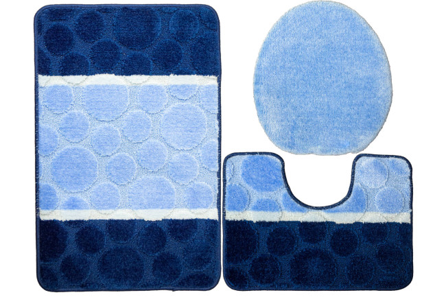 Sada kúpeľňových koberčekov SIENA modrá, bodky / pruhy