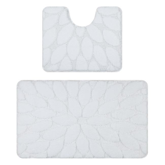 Sada kúpeľňových koberčekov SUPREME STONES kamienky, biela