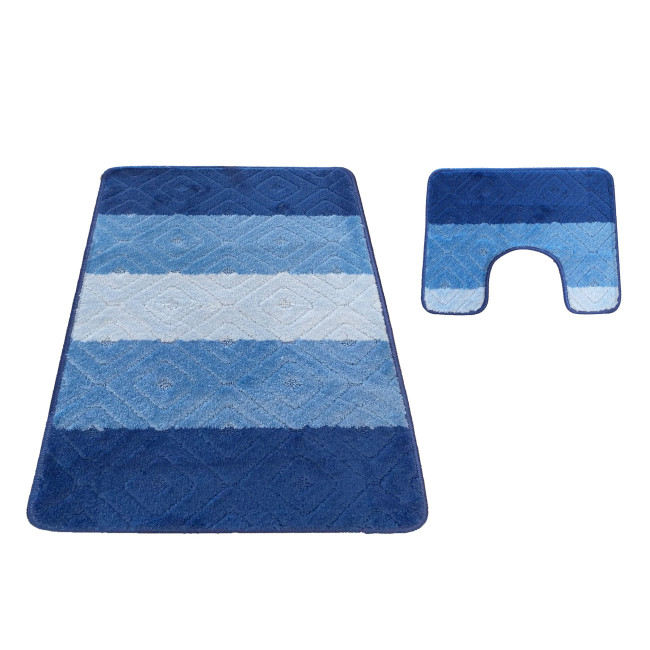 Sada kúpeľňových koberčekov Montana s výrezom 03N modrá