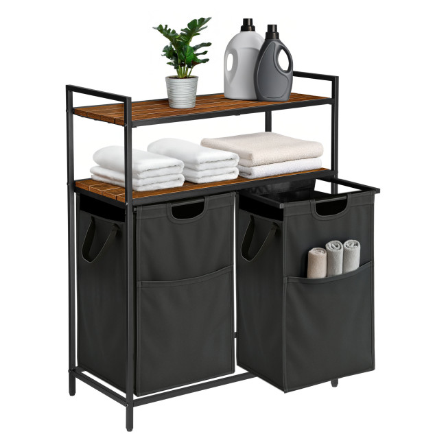 Kôš na bielizeň MIRUN 2-priehradkový sivý