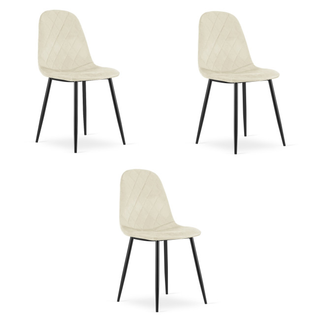 Set troch jedálenských stoličiek ASTI zamatový béžový (3 ks)