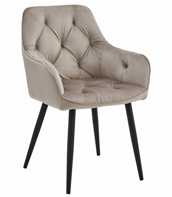 Jedálenská stolička JORK zamatová, tmavobéžová (čierne nohy)