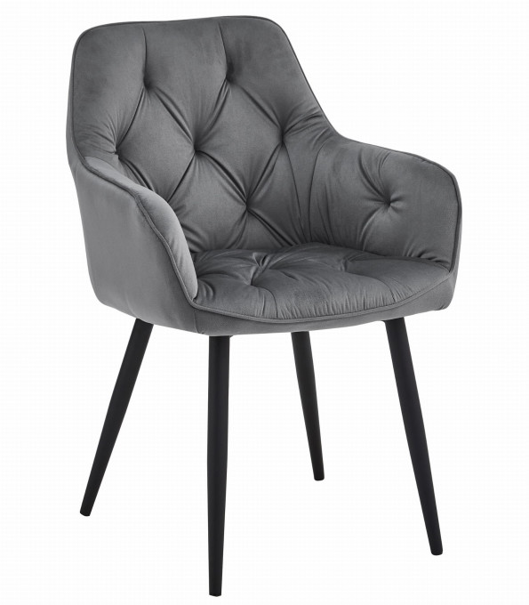 Jedálenská stolička JORK zamatová, tmavosivá (čierne nohy)