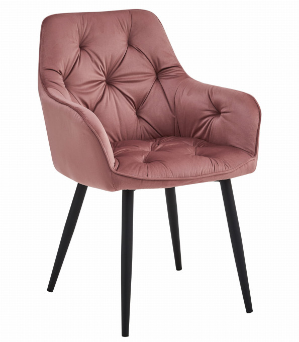 Jedálenská stolička JORK zamatová, ružová (čierne nohy)