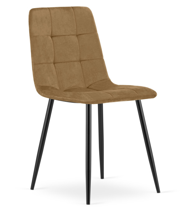Jedálenská stolička KARA zamatová, hnedá / čierne nohy