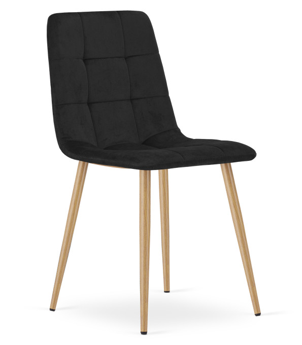 Jedálenská stolička KARA zamatová, čierna / hnedé nohy