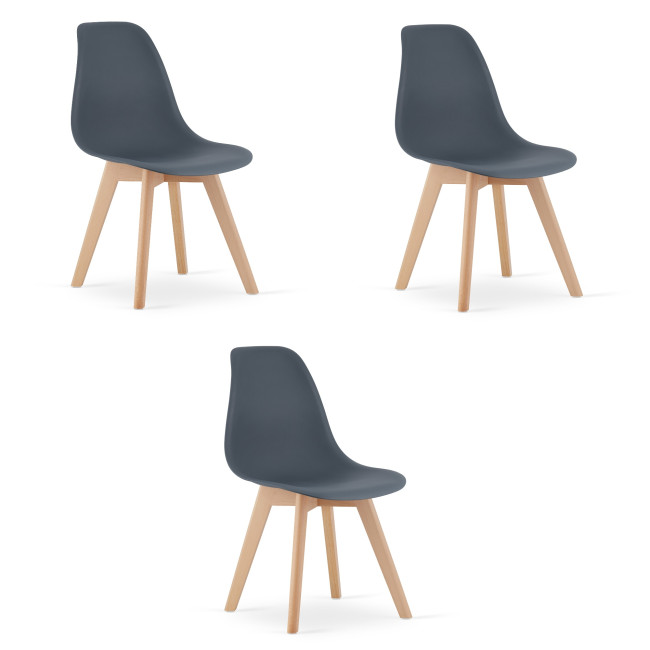 Set troch jedálenských stoličiek KITO bridlicový (3 ks)