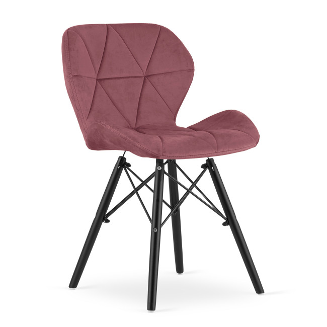 Jedálenská stolička LAGO zamatová, tmavoružová / čierna