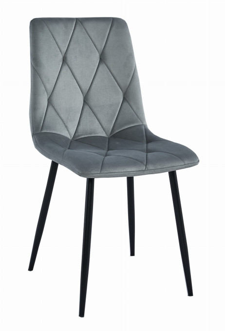 Set troch jedálenských stoličiek LIBRA zamatové sivé (čierne nohy)