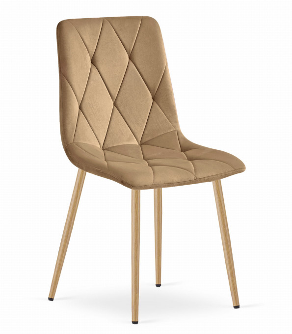 Jedálenská stolička LIBRA zamatová hnedá / drevené nohy