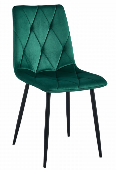 Set troch jedálenských stoličiek LIBRA zamatové zelené (čierne nohy)