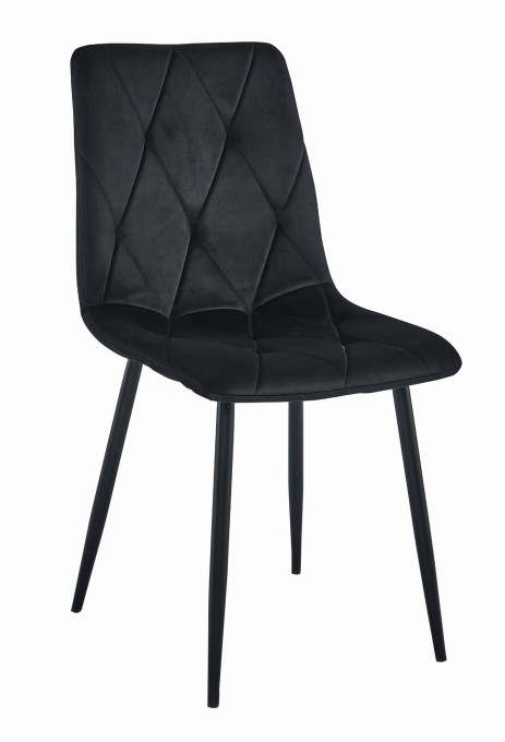 Set štyroch jedálenských stoličiek LIBRA zamatové čierne (čierne nohy)