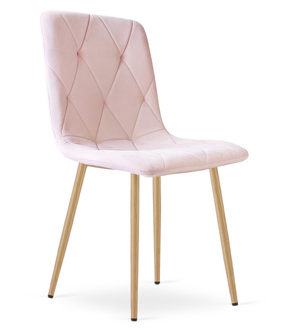Jedálenská stolička LIBRA svetloružová / hnedé nohy