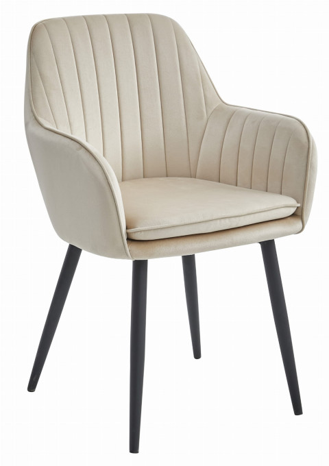 Jedálenská stolička LUGO zamatová béžová (čierne nohy)
