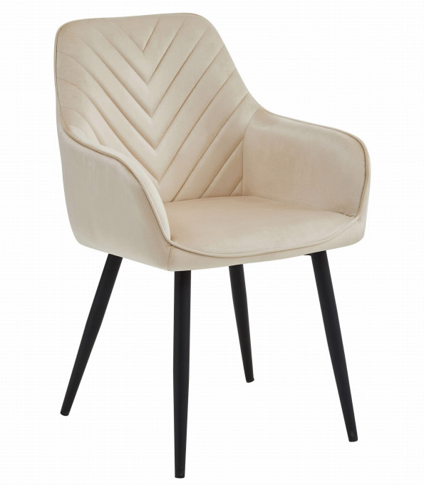 Jedálenská stolička NANA zamatová, béžová (čierne nohy)