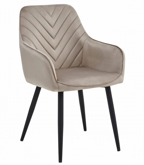 Jedálenská stolička NANA zamatová, tmavobéžová (čierne nohy)