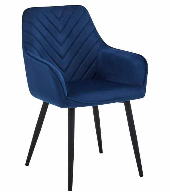 Jedálenská stolička NANA zamatová, tmavomodrá (čierne nohy)