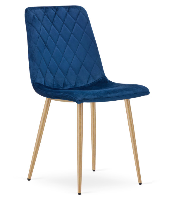 Jedálenská stolička TURIN zamatová tmavomodrá (naturálne nohy)