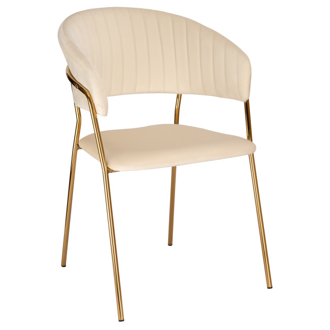 Jedálenská stolička COLIN zamatová, zlatá / béžová