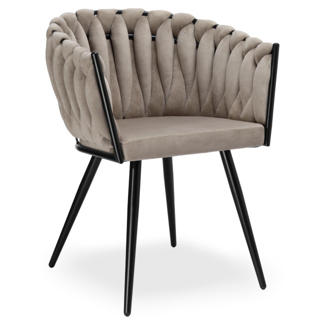 Jedálenská stolička ASTON zamatová, béžová / hnedá