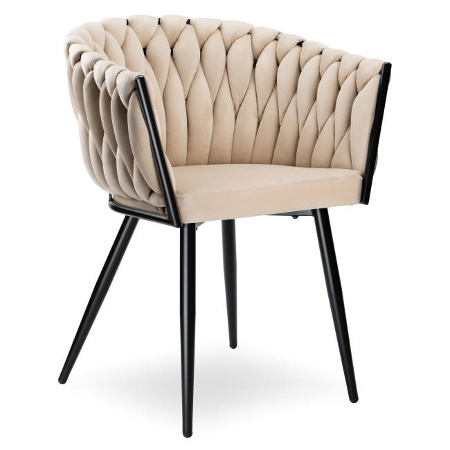 Jedálenská stolička COFTON zamatová, čierna / béžová
