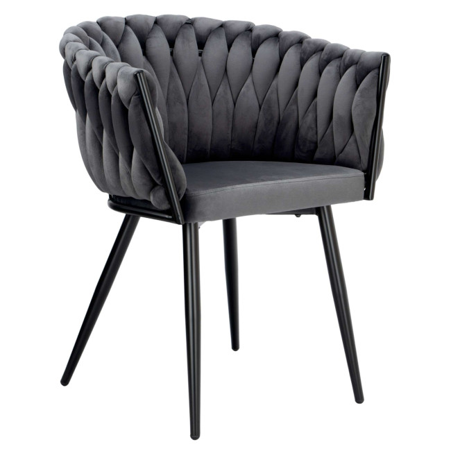 Jedálenská stolička COFTON zamatová, čierna / grafitová