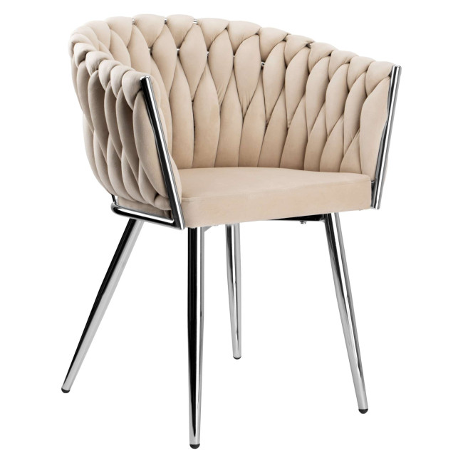 Jedálenská stolička COFTON zamatová, strieborná / béžová