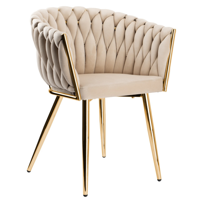 Jedálenská stolička COFTON zamatová, zlatá / béžová