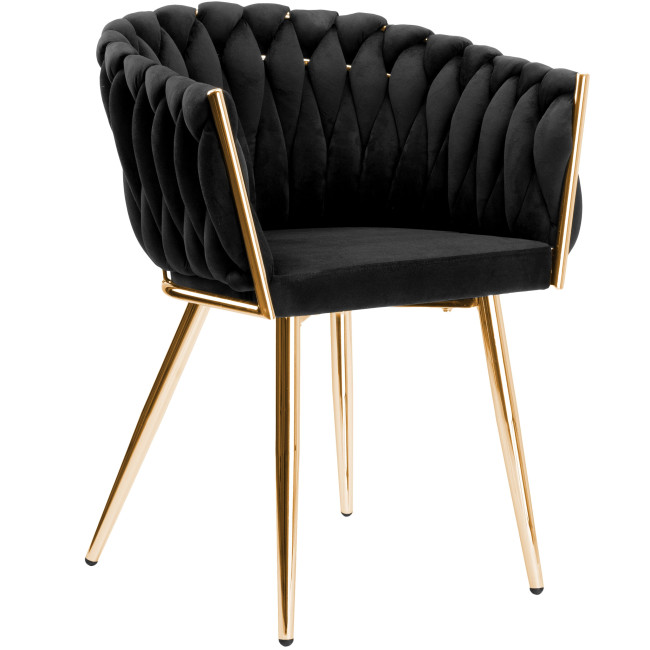 Jedálenská stolička COFTON zamatová, zlatá / čierna