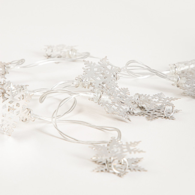 Dekoratívne svetielka SNOFLOCK strieborné vločky 753978