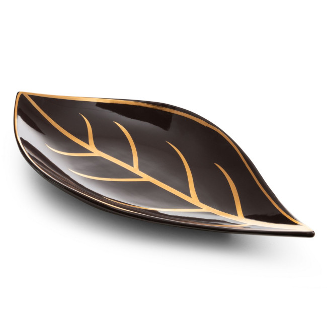 Dekoračný podnos ALISMA 2 1 hnedý / zlatý