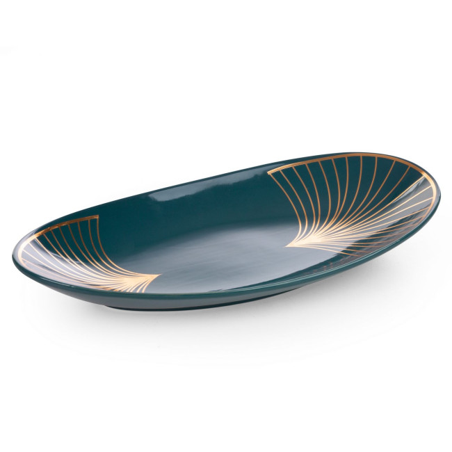 Dekoračný tanier LOTOS 10 1 tyrkysový / zlatý