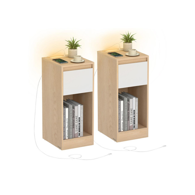Set dvoch nočných stolíkov s LED osvetlením LET710Y01 (2 ks)