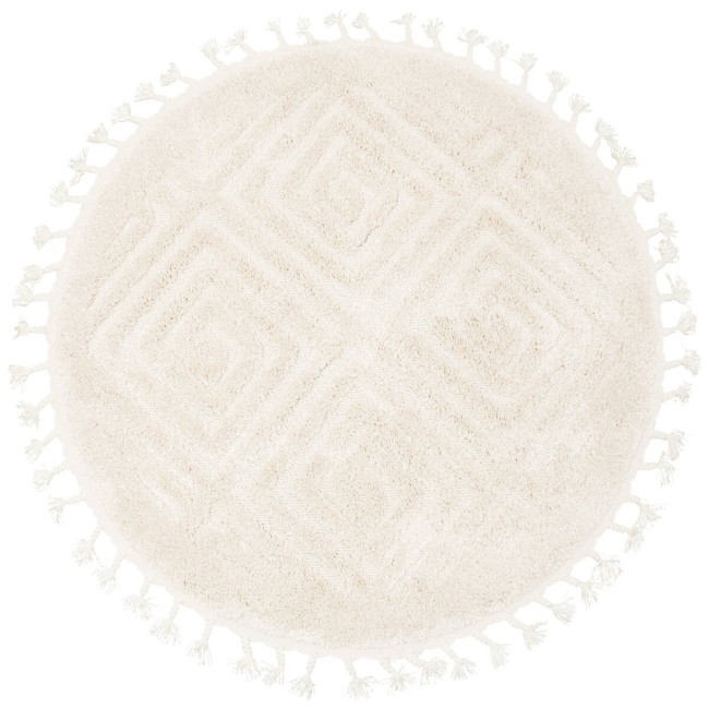 Koberec Berber 7061 Ivory krém Romby 3D, kruh