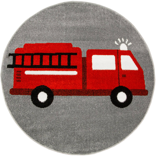 Koberec Lima G752A hasičské auto, červený / sivý kruh