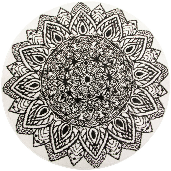 Koberec Lima G754A mandala, biely / čierny kruh