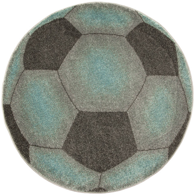 Levně Koberec Lima G758A Football, grafitový / tyrkysový kruh