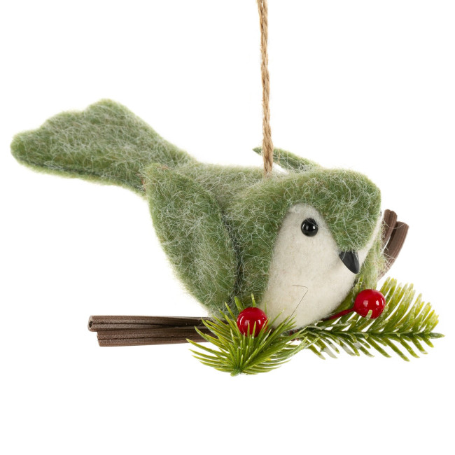 Vianočná ozdoba 415 vtáčik zelený (12 ks)