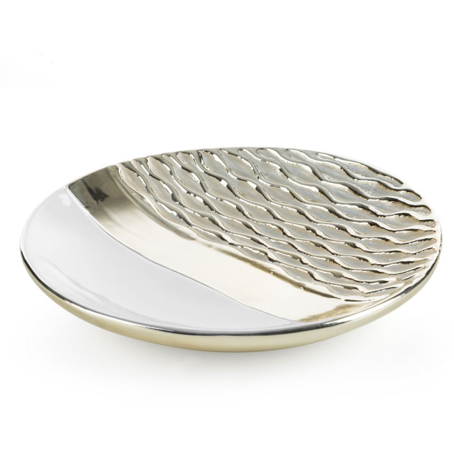 Dekoračný tanier DOLY 01 biely / šampanské