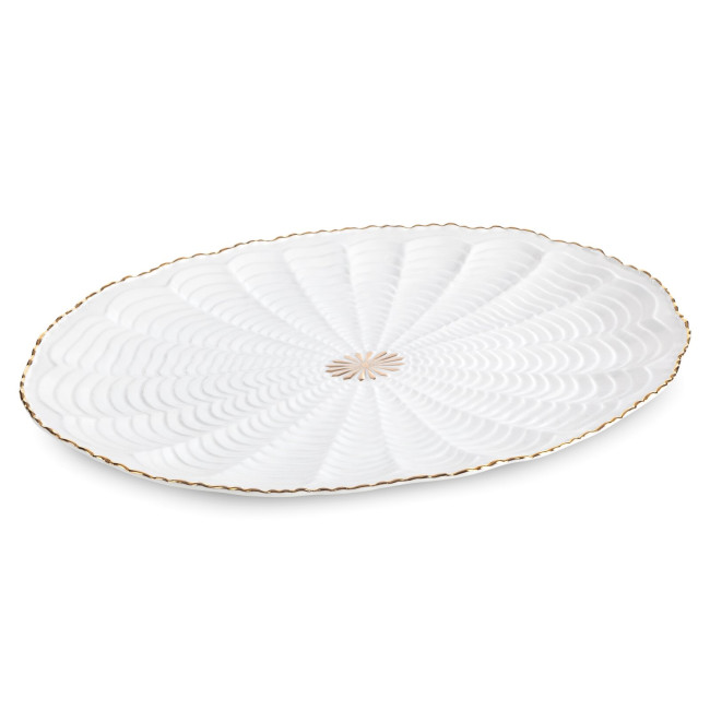 Dekoračný tanier GAIA 04 krémový / zlatý