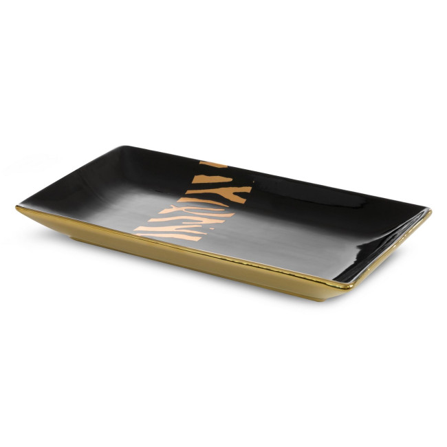 Dekoračný tanier SELENA 01 čierny / zlatý