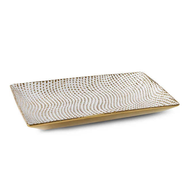 Dekoračný tanier VERDA 02 biely / zlatý