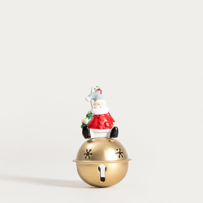 Vianočná dekorácia CLOCH Santa Claus so zlatým zvončekom 754166