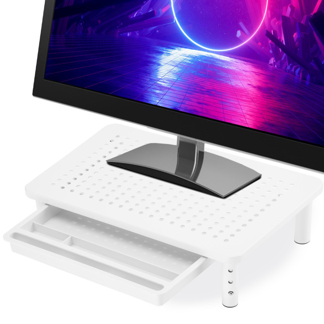 Levně Stojan na notebook / monitor NANKIN se šuplíkem bílý