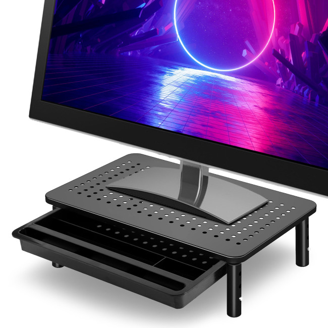Levně Stojan na notebook / monitor NANKIN se zásuvkou černý
