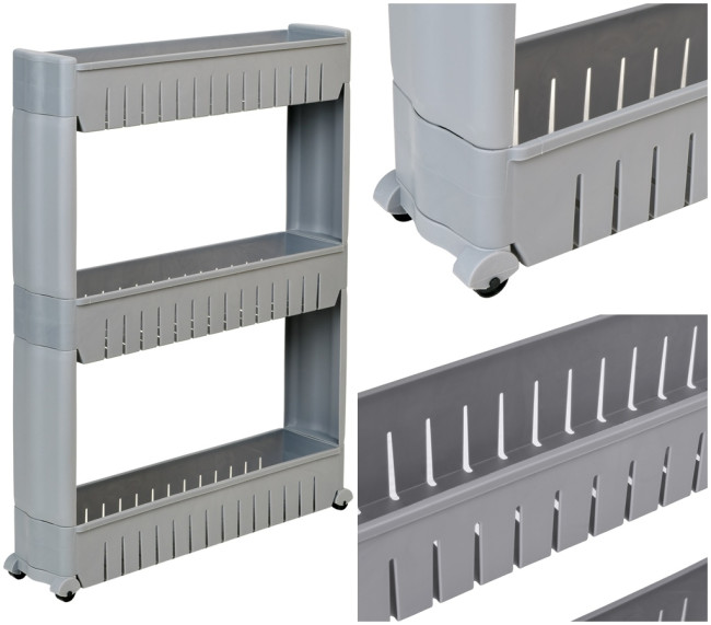 Pojazdný regál LEIRA 3 police sivý