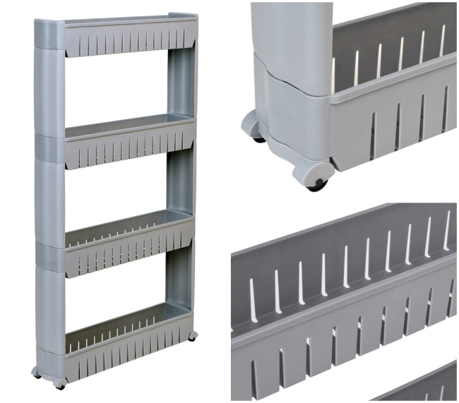 Pojazdný regál OSMERA 4 police sivý