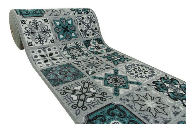 Protišmykový behúň Patchwork - tyrkys