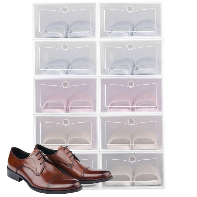 Úložné boxy na topánky OSLO biele (10 ks)