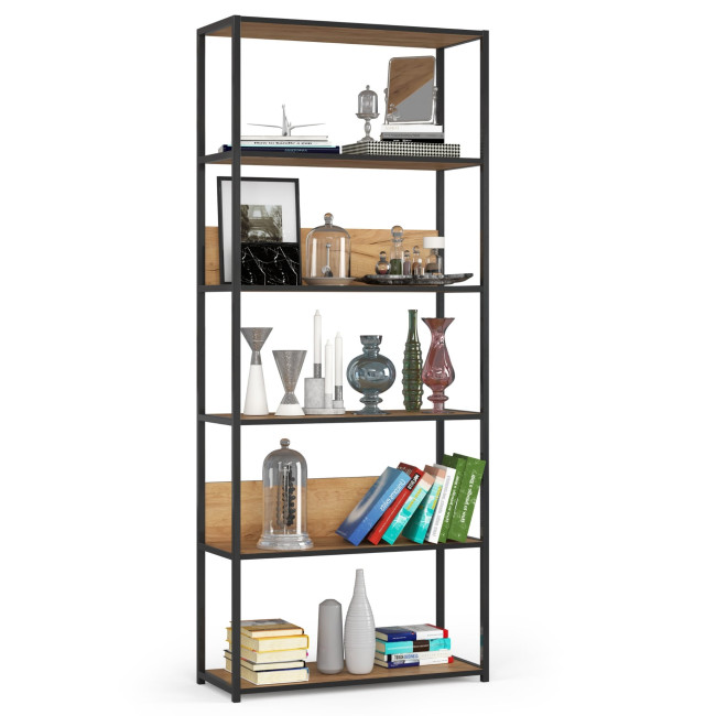 Policový regál 800 čierny / dub craft